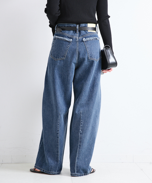 B.C STOCK(ベーセーストック)の「ウォッシャブル / DU JOUR / デュ ジュール TUCK BARREL JEAN(デニムパンツ・レディース・ブラウン/ネイビー/ブルー・36/38)」の22枚目の写真