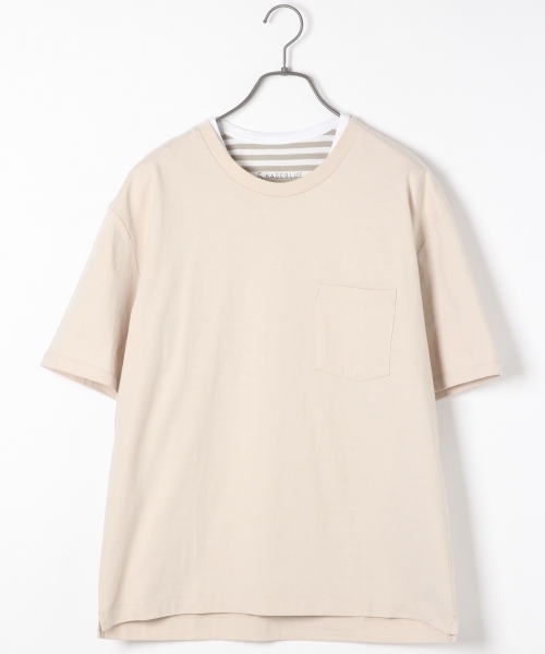 RAGEBLUE（レイジブルー）の「＜CALIFORNIA COTTON使用＞ビッグシルエットポケットTシャツ半袖/710451（Tシャツ/カットソー・メンズ・ベージュ/ネイビー/ホワイト×ブラック/ブラック/ホワイト・SMALL/LARGE/MEDIUM）」の4枚目の写真
