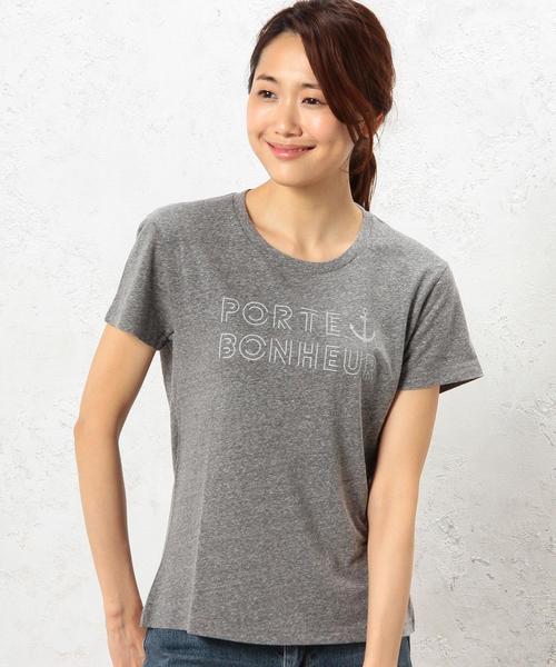 green label relaxing(グリーンレーベルリラクシング)の「CB USA PORTE Tシャツ◆(Tシャツ/カットソー・レディース・オフホワイト/グレー/ダークグリーン/ネイビー・FREE)」の1枚目の写真