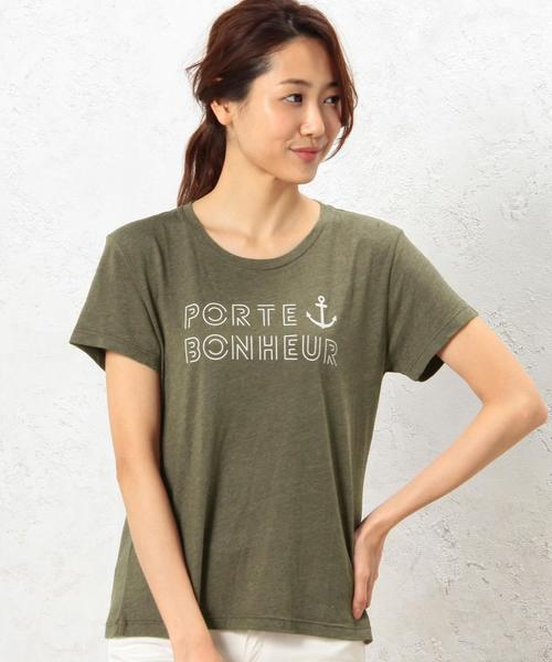 green label relaxing(グリーンレーベルリラクシング)の「CB USA PORTE Tシャツ◆(Tシャツ/カットソー・レディース・オフホワイト/グレー/ダークグリーン/ネイビー・FREE)」の3枚目の写真