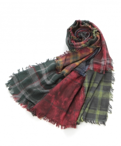 RAGEBLUE（レイジブルー）の「【GLEN PRINCE】パッチワークチェックストール/734546（マフラー・メンズ・レッド/ブルー・FREE）」の2枚目の写真