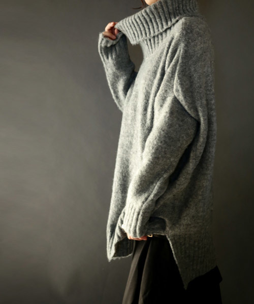 antiqua（アンティカ）の「ブークレータートルニット（ニット/セーター・レディース・ブラック/オリーブ/ベージュ/ブルー/杢グレー・M）」の11枚目の写真