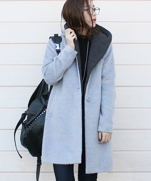 reca(レカ)の「ニットフードコート(ダウンジャケット/コート・レディース・キャメル/グレー系その他/杢グレー・M)」の20枚目の写真