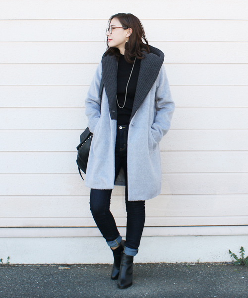 reca(レカ)の「ニットフードコート(ダウンジャケット/コート・レディース・キャメル/グレー系その他/杢グレー・M)」の14枚目の写真