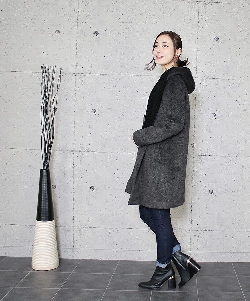 reca(レカ)の「ニットフードコート(ダウンジャケット/コート・レディース・キャメル/グレー系その他/杢グレー・M)」の16枚目の写真