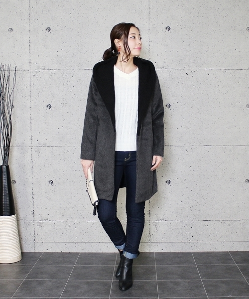 reca(レカ)の「ニットフードコート(ダウンジャケット/コート・レディース・キャメル/グレー系その他/杢グレー・M)」の17枚目の写真