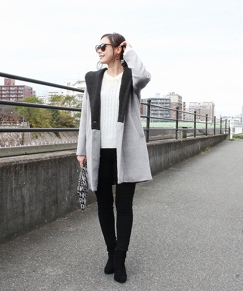 reca(レカ)の「ニットフードコート(ダウンジャケット/コート・レディース・キャメル/グレー系その他/杢グレー・M)」の19枚目の写真