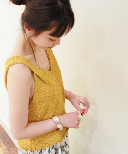plage（プラージュ）の「綿麻テープヤーン キャミソール◆（ニット/セーター・レディース・ネイビー/イエロー/ナチュラル・FREE）」の3枚目の写真
