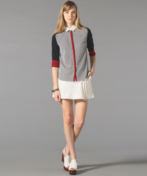 GUILD PRIME(ギルドプライム)の「★WEB限定★【GUILD PRIME】WOMENS ハーフスリーブカラーブロッキングシャツ(シャツ/ブラウス・レディース・ネイビー・34/36)」の6枚目の写真