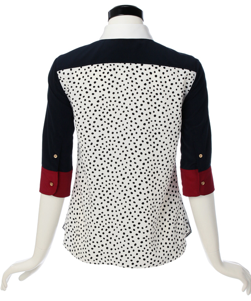 GUILD PRIME(ギルドプライム)の「★WEB限定★【GUILD PRIME】WOMENS ハーフスリーブカラーブロッキングシャツ(シャツ/ブラウス・レディース・ネイビー・34/36)」の7枚目の写真