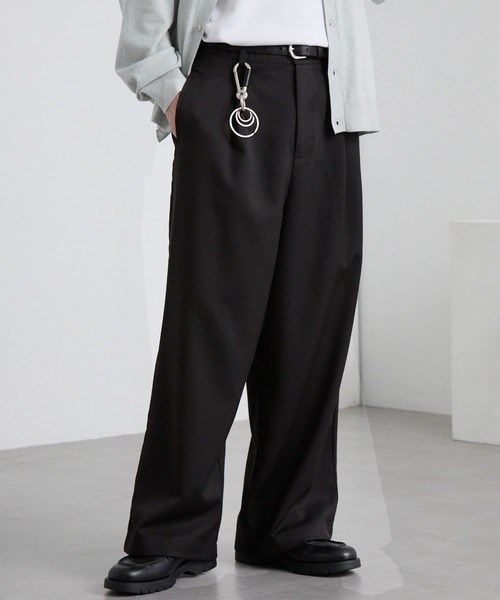 TRストレッチ タックワイドスラックスパンツ MONO-MART│MONO-MART