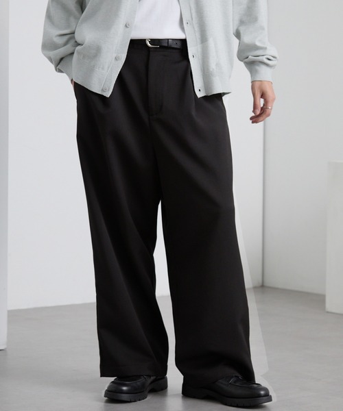 TRストレッチ タックワイドスラックスパンツ MONO-MART│MONO-MART
