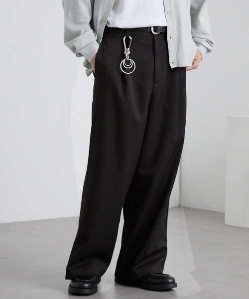 TRストレッチ タックワイドスラックスパンツ MONO-MART│MONO-MART