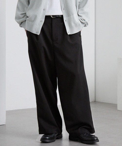 TRストレッチ タックワイドスラックスパンツ MONO-MART│MONO-MART