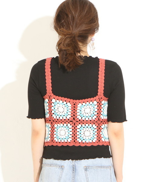 natural couture(ナチュラルクチュール)の「スクエアクロシェビスチェ(ニット/セーター・レディース・グリーン系その他/ブルー系その他/オレンジ系その他・FREE)」の12枚目の写真