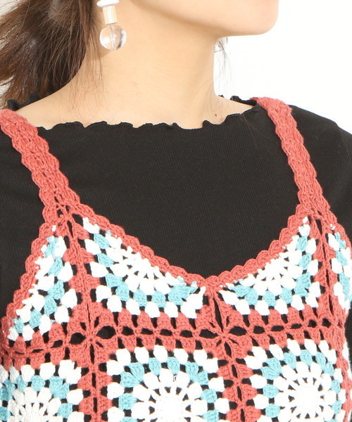 natural couture(ナチュラルクチュール)の「スクエアクロシェビスチェ(ニット/セーター・レディース・グリーン系その他/ブルー系その他/オレンジ系その他・FREE)」の13枚目の写真