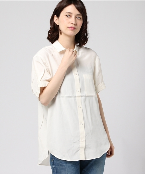 MOUSSY（マウジー）の「SIMPLE OVER SH（シャツ/ブラウス・レディース・イエロー/ネイビー/ライトピンク/オフホワイト・FREE）」の13枚目の写真