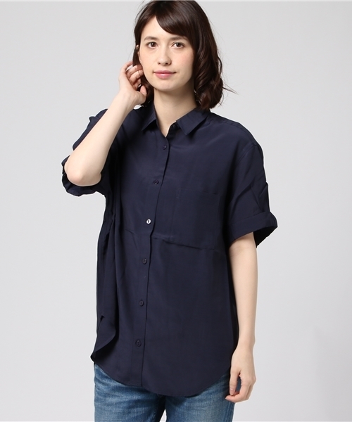 MOUSSY（マウジー）の「SIMPLE OVER SH（シャツ/ブラウス・レディース・イエロー/ネイビー/ライトピンク/オフホワイト・FREE）」の14枚目の写真