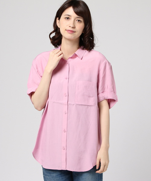 MOUSSY（マウジー）の「SIMPLE OVER SH（シャツ/ブラウス・レディース・イエロー/ネイビー/ライトピンク/オフホワイト・FREE）」の16枚目の写真