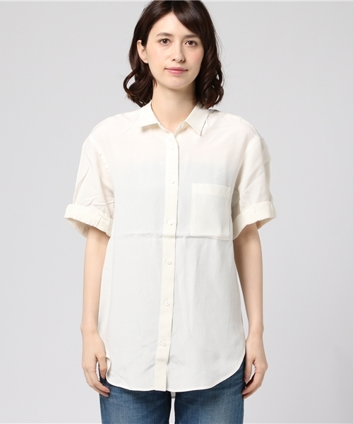 MOUSSY（マウジー）の「SIMPLE OVER SH（シャツ/ブラウス・レディース・イエロー/ネイビー/ライトピンク/オフホワイト・FREE）」の7枚目の写真