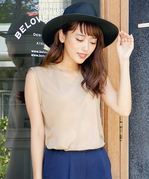 KOBE LETTUCE（コウベレタス）の「2typeノースリーブカットソー（タンクトップ・レディース・オフホワイト/ベージュ/ブラック/ネイビー/レッド/サックスブルー/カーキ/ブルー系その他/パープル系その他2/その他2/ブラック系その他/ベージュ系その他/グレー系その他/その他1/ホワイト系その他/グレー系その他2/パープル系その他/ベージュ系その他2/グリーン系その他/グリーン系その他2/ベージュ系その他3/グリーン系その他3/ピンク系その他2/ピンク系その他/レッド系その他/ブルー系その他2/ブラウン/ブラウン系その他/ホワイト系その他2/ホワイト系その他3/オレンジ系その他/オレンジ/マスタード/イエロー系その他/グリーン系その他4/グリーン系その他5/ブルー系その他3/ブルー/パープル系その他3/パープル/ベージュ系その他5/ベージュ系その他4/ブルー系/ブルー系1/グリーン系/グリーン系1・M/FREE/XL/L）」の11枚目の写真