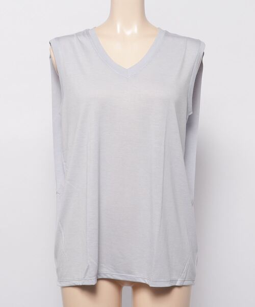 KOBE LETTUCE（コウベレタス）の「2typeノースリーブカットソー（タンクトップ・レディース・オフホワイト/ベージュ/ブラック/ネイビー/レッド/サックスブルー/カーキ/ブルー系その他/パープル系その他2/その他2/ブラック系その他/ベージュ系その他/グレー系その他/その他1/ホワイト系その他/グレー系その他2/パープル系その他/ベージュ系その他2/グリーン系その他/グリーン系その他2/ベージュ系その他3/グリーン系その他3/ピンク系その他2/ピンク系その他/レッド系その他/ブルー系その他2/ブラウン/ブラウン系その他/ホワイト系その他2/ホワイト系その他3/オレンジ系その他/オレンジ/マスタード/イエロー系その他/グリーン系その他4/グリーン系その他5/ブルー系その他3/ブルー/パープル系その他3/パープル/ベージュ系その他5/ベージュ系その他4/ブルー系/ブルー系1/グリーン系/グリーン系1・M/FREE/XL/L）」の7枚目の写真