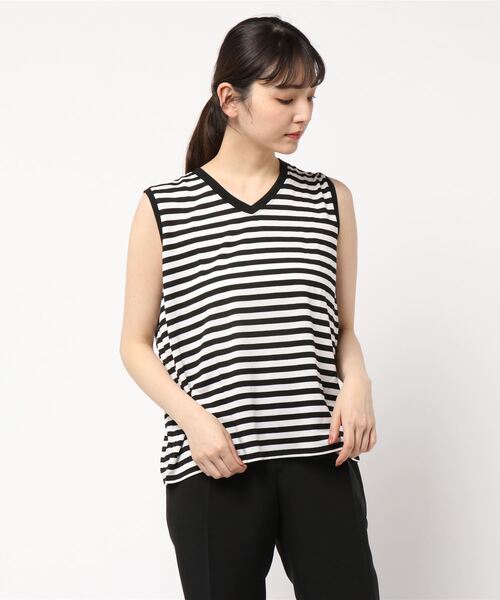 KOBE LETTUCE（コウベレタス）の「2typeノースリーブカットソー（タンクトップ・レディース・オフホワイト/ベージュ/ブラック/ネイビー/レッド/サックスブルー/カーキ/ブルー系その他/パープル系その他2/その他2/ブラック系その他/ベージュ系その他/グレー系その他/その他1/ホワイト系その他/グレー系その他2/パープル系その他/ベージュ系その他2/グリーン系その他/グリーン系その他2/ベージュ系その他3/グリーン系その他3/ピンク系その他2/ピンク系その他/レッド系その他/ブルー系その他2/ブラウン/ブラウン系その他/ホワイト系その他2/ホワイト系その他3/オレンジ系その他/オレンジ/マスタード/イエロー系その他/グリーン系その他4/グリーン系その他5/ブルー系その他3/ブルー/パープル系その他3/パープル/ベージュ系その他5/ベージュ系その他4/ブルー系/ブルー系1/グリーン系/グリーン系1・M/FREE/XL/L）」の3枚目の写真