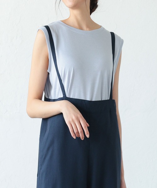 KOBE LETTUCE（コウベレタス）の「2typeノースリーブカットソー（タンクトップ・レディース・オフホワイト/ベージュ/ブラック/ネイビー/レッド/サックスブルー/カーキ/ブルー系その他/パープル系その他2/その他2/ブラック系その他/ベージュ系その他/グレー系その他/その他1/ホワイト系その他/グレー系その他2/パープル系その他/ベージュ系その他2/グリーン系その他/グリーン系その他2/ベージュ系その他3/グリーン系その他3/ピンク系その他2/ピンク系その他/レッド系その他/ブルー系その他2/ブラウン/ブラウン系その他/ホワイト系その他2/ホワイト系その他3/オレンジ系その他/オレンジ/マスタード/イエロー系その他/グリーン系その他4/グリーン系その他5/ブルー系その他3/ブルー/パープル系その他3/パープル/ベージュ系その他5/ベージュ系その他4/ブルー系/ブルー系1/グリーン系/グリーン系1・M/FREE/XL/L）」の8枚目の写真