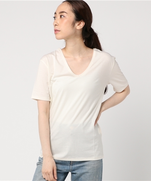 FRAMeWORK(フレームワーク)の「C/Ca ハイゲージテンジクショートスリーブプルオーバー◆(Tシャツ/カットソー・レディース・カーキ/ホワイト/ブラック・FREE)」の13枚目の写真