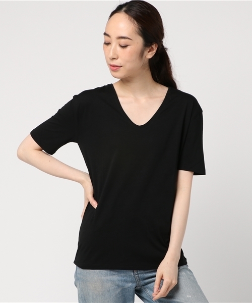 FRAMeWORK(フレームワーク)の「C/Ca ハイゲージテンジクショートスリーブプルオーバー◆(Tシャツ/カットソー・レディース・カーキ/ホワイト/ブラック・FREE)」の14枚目の写真