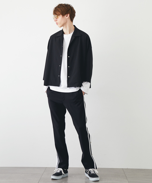 STUDIOUS（ステュディオス）の「マルチストレッチオープンカラーオーバーシャツ（シャツ/ブラウス・メンズ・ブラック/ワイン/キャメル・1/2）」の5枚目の写真