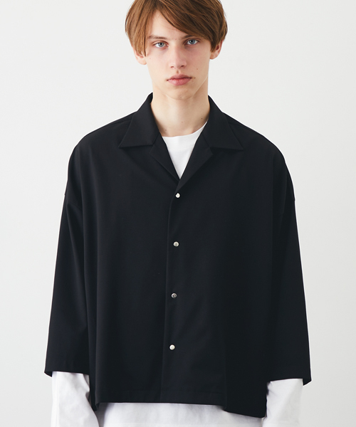 STUDIOUS（ステュディオス）の「マルチストレッチオープンカラーオーバーシャツ（シャツ/ブラウス・メンズ・ブラック/ワイン/キャメル・1/2）」の8枚目の写真