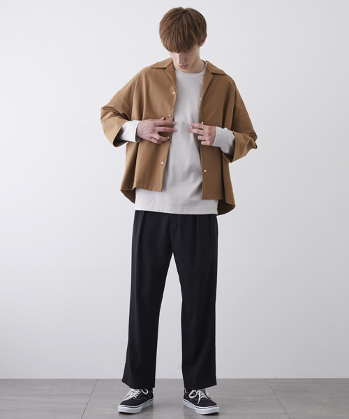 STUDIOUS（ステュディオス）の「マルチストレッチオープンカラーオーバーシャツ（シャツ/ブラウス・メンズ・ブラック/ワイン/キャメル・1/2）」の16枚目の写真