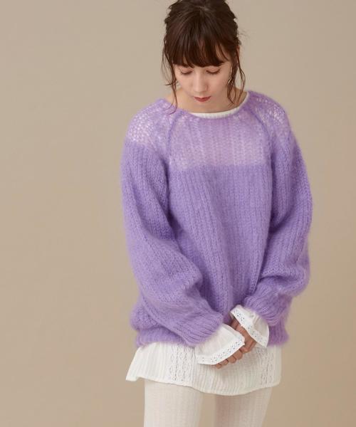 Another Edition（アナザーエディション）の「モヘヤフレアスリーブプルオーバー ◆（ニット/セーター・レディース・ベージュ/ライラック/レッド・FREE）」の18枚目の写真