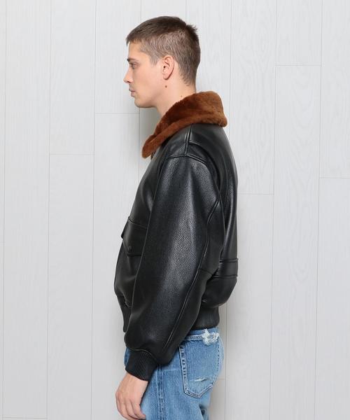 H　BEAUTY&YOUTH UNITED ARROWS（エイチビューティーアンドユースユナイテッドアローズ）の「＜H＞DEERSKN LEATHER G-1 BOMBER JACKET/ｼﾞｬｹｯﾄ（ブルゾン・メンズ・ブラック・MEDIUM）」の3枚目の写真