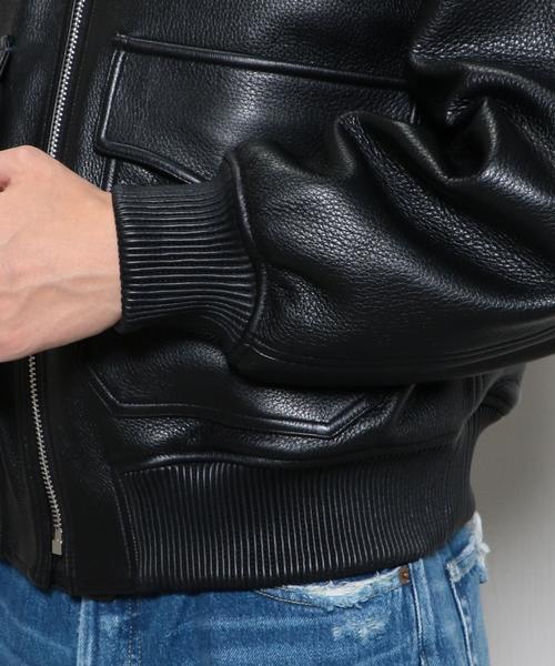 H　BEAUTY&YOUTH UNITED ARROWS（エイチビューティーアンドユースユナイテッドアローズ）の「＜H＞DEERSKN LEATHER G-1 BOMBER JACKET/ｼﾞｬｹｯﾄ（ブルゾン・メンズ・ブラック・MEDIUM）」の6枚目の写真