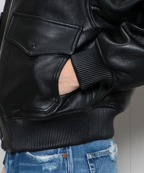 H　BEAUTY&YOUTH UNITED ARROWS（エイチビューティーアンドユースユナイテッドアローズ）の「＜H＞DEERSKN LEATHER G-1 BOMBER JACKET/ｼﾞｬｹｯﾄ（ブルゾン・メンズ・ブラック・MEDIUM）」の7枚目の写真