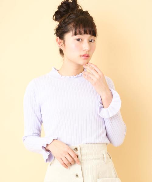 OLIVE des OLIVE(オリーブデオリーブ)の「プチハイネック リブプルオーバー(ニット/セーター・レディース・ブラック/オフホワイト/サックスブルー/ラベンダー/ピンク系その他・FREE)」の4枚目の写真