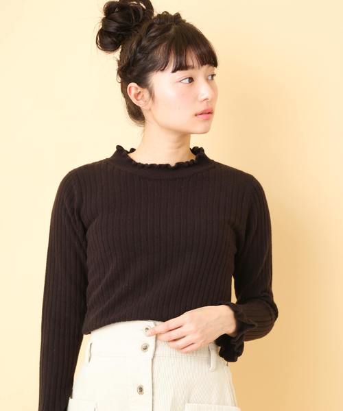 OLIVE des OLIVE(オリーブデオリーブ)の「プチハイネック リブプルオーバー(ニット/セーター・レディース・ブラック/オフホワイト/サックスブルー/ラベンダー/ピンク系その他・FREE)」の3枚目の写真