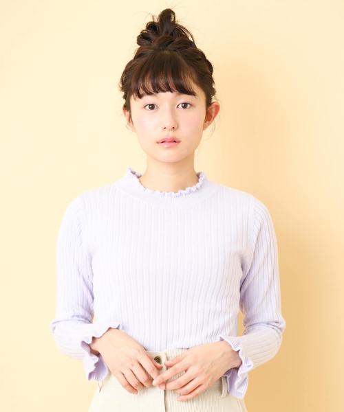 OLIVE des OLIVE(オリーブデオリーブ)の「プチハイネック リブプルオーバー(ニット/セーター・レディース・ブラック/オフホワイト/サックスブルー/ラベンダー/ピンク系その他・FREE)」の12枚目の写真
