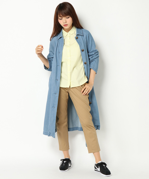 LBC（エルビーシー）の「デニムショップコート（トレンチコート・レディース・ブルー/ネイビー/ライトブルー・LARGE/MEDIUM/L/M）」の4枚目の写真