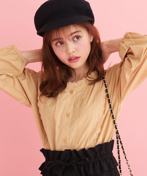 MAJESTIC LEGON(マジェスティックレゴン)の「スカラップレースブラウス(シャツ/ブラウス・レディース・オフホワイト/キャメル/ブラック・MEDIUM)」の6枚目の写真