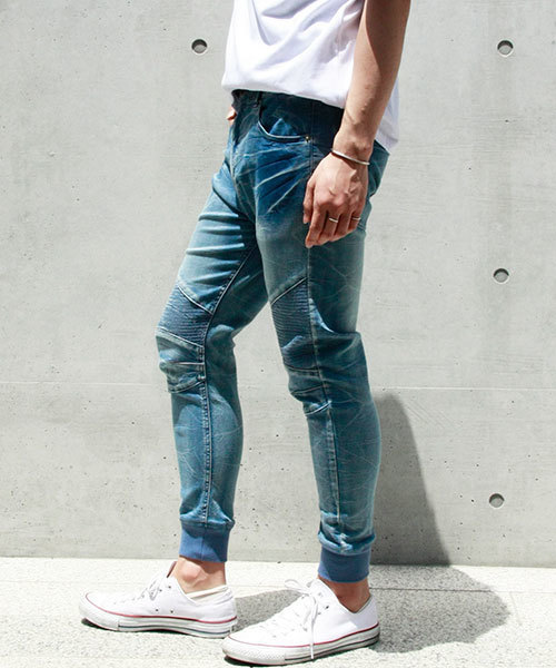 VENCEEXCHANGE（ヴァンスエクスチェンジ）の「ドビーデニムバイカーパンツ / デニム メンズ ジーンズ ジョガーパンツ（その他パンツ・メンズ・グレー/ブルー/ネイビー/ブラック・S/M/L）」の9枚目の写真