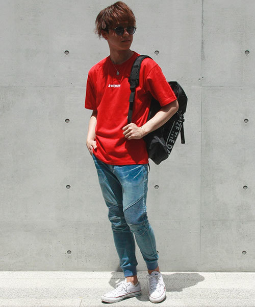 VENCEEXCHANGE（ヴァンスエクスチェンジ）の「ドビーデニムバイカーパンツ / デニム メンズ ジーンズ ジョガーパンツ（その他パンツ・メンズ・グレー/ブルー/ネイビー/ブラック・S/M/L）」の14枚目の写真