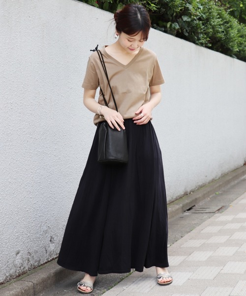 JOURNAL STANDARD（ジャーナルスタンダード）の「《WEB限定》JS+eピマジャージーギャザーマキシスカート◆（スカート・レディース・ブラック/ブラウン/カーキ・FREE）」の6枚目の写真