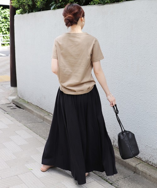 JOURNAL STANDARD（ジャーナルスタンダード）の「《WEB限定》JS+eピマジャージーギャザーマキシスカート◆（スカート・レディース・ブラック/ブラウン/カーキ・FREE）」の7枚目の写真