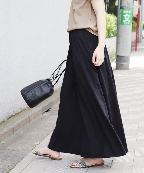 JOURNAL STANDARD（ジャーナルスタンダード）の「《WEB限定》JS+eピマジャージーギャザーマキシスカート◆（スカート・レディース・ブラック/ブラウン/カーキ・FREE）」の8枚目の写真