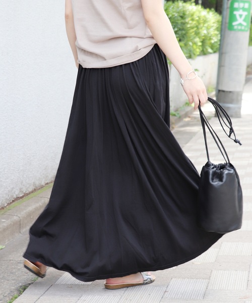 JOURNAL STANDARD（ジャーナルスタンダード）の「《WEB限定》JS+eピマジャージーギャザーマキシスカート◆（スカート・レディース・ブラック/ブラウン/カーキ・FREE）」の9枚目の写真