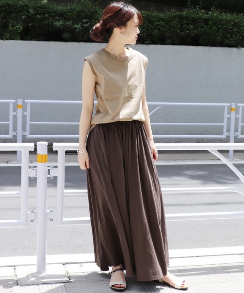 JOURNAL STANDARD（ジャーナルスタンダード）の「《WEB限定》JS+eピマジャージーギャザーマキシスカート◆（スカート・レディース・ブラック/ブラウン/カーキ・FREE）」の11枚目の写真