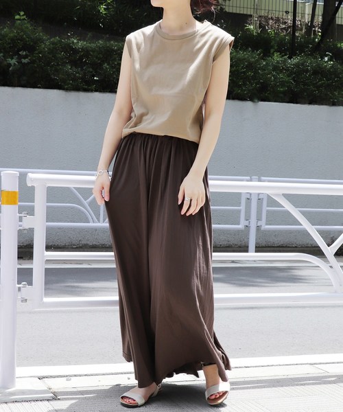 JOURNAL STANDARD（ジャーナルスタンダード）の「《WEB限定》JS+eピマジャージーギャザーマキシスカート◆（スカート・レディース・ブラック/ブラウン/カーキ・FREE）」の14枚目の写真